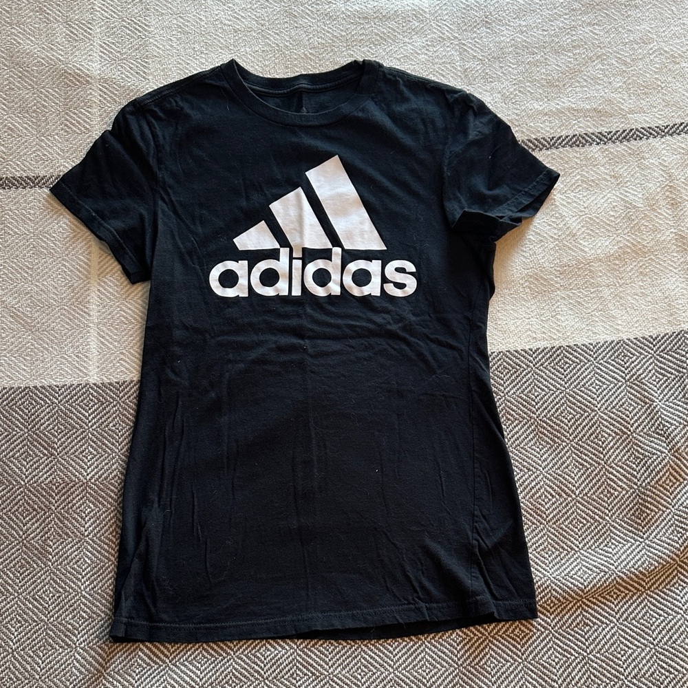 Adidas Black Tee with White Logo